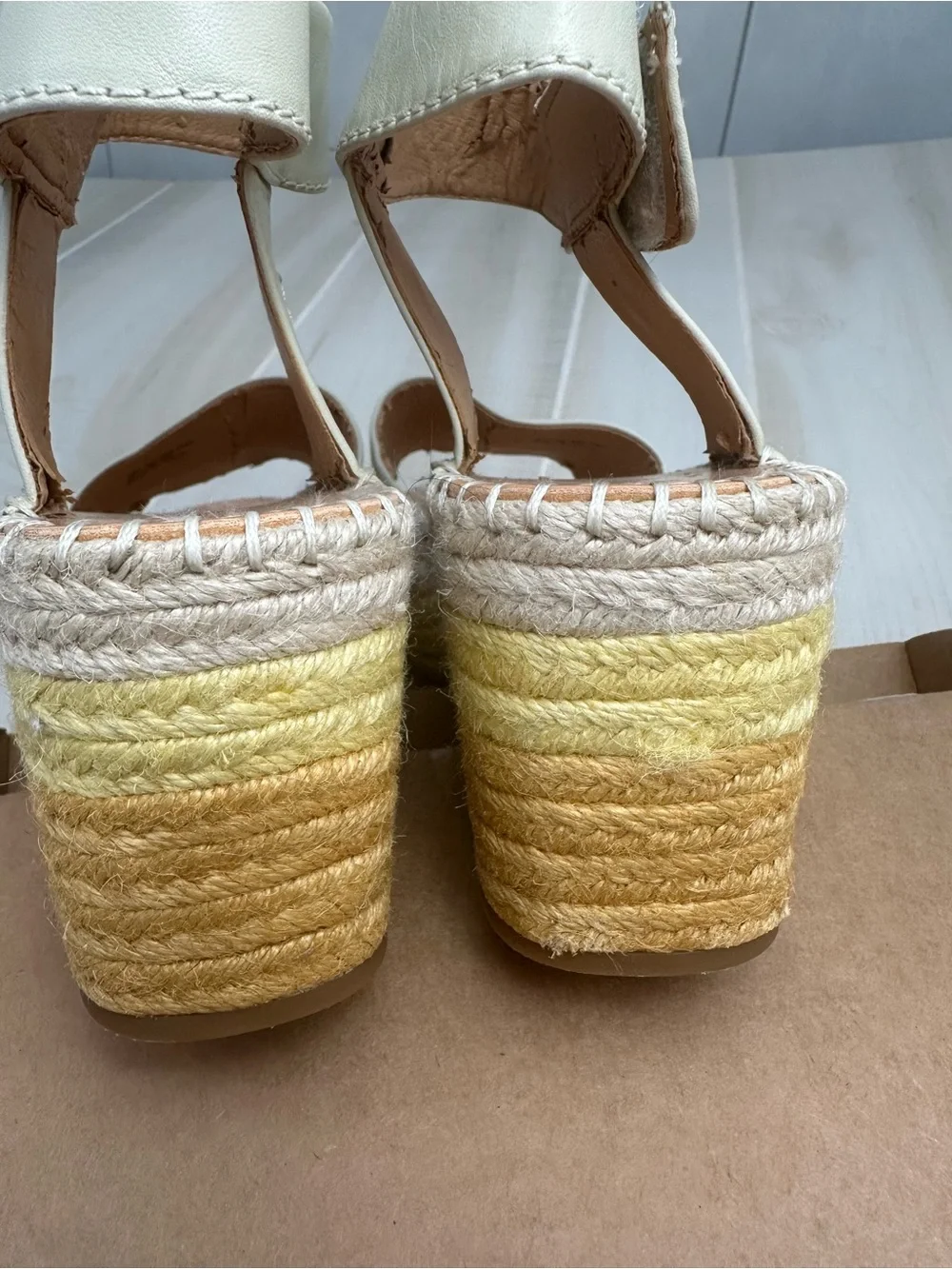 Frye & Co Women’s Cream Espadrille Wedge Sandals